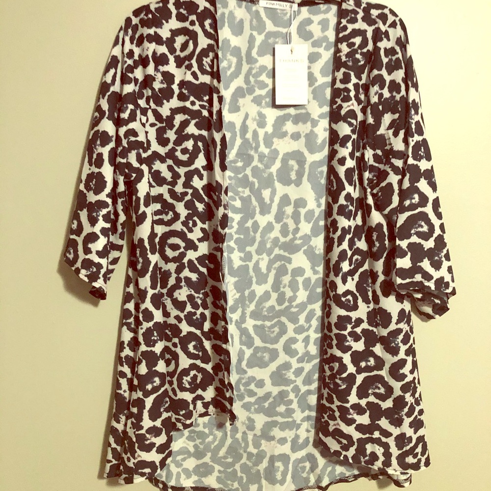 Chiffon leopard kimono or cover up
